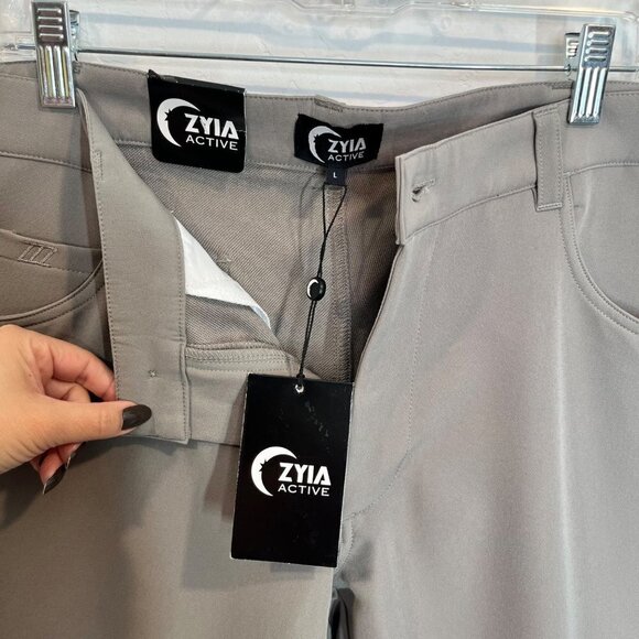 NEW! ZYIA Active Men's Light Gray Office Chino 33" Pants Size L Large Pockets - Picture 6 of 12
